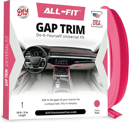 All-Fit Automotive Car Gap Filler – 10 Ft Pink Trim Molding for Car Accessories Interior – Universal, Flexible Car Interior Accessories for Dashboards, Panels, & Air Vents – Easy DIY Installation