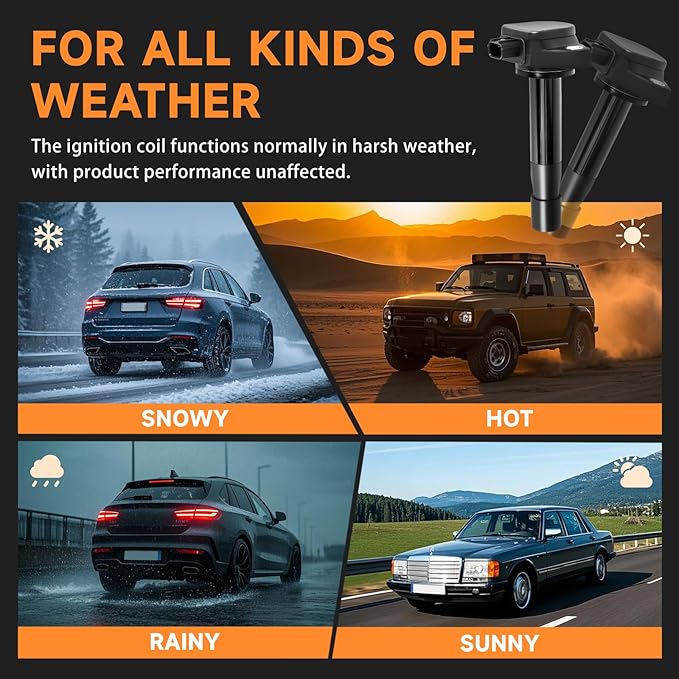 Motorevo Ignition Coil Pack Set of 6 Compatible with Honda Accord 2008-2012, Odyssey 2008-2017, Crosstour 2012 & Acura TL 2009-2014, RL 2009-2012, TSX 2010-2014 - V6 3.5L 3.7L Replace OE# UF603 C1624