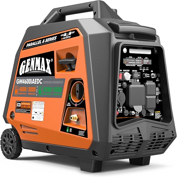 GENMAX Dual Fuel Generator,4600W ultra-quiet 159cc engine,Electric & Remote Start with CO Alert and LED light digital display,Ideal for Camping outdoor & Home backup power.EPA &CARB Compliant