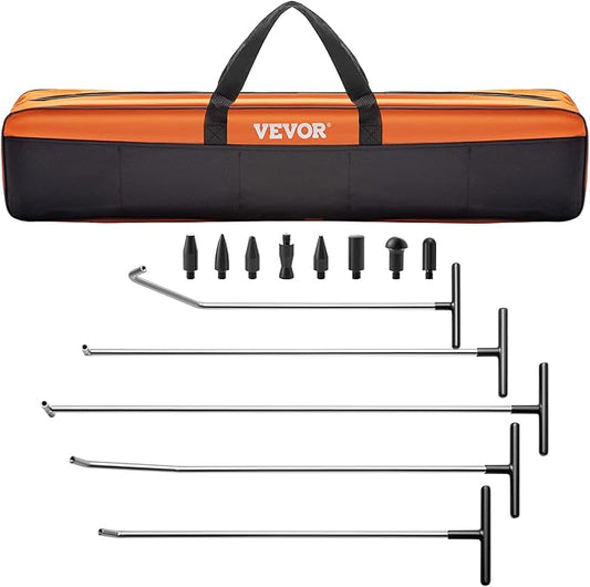VEVOR Rods Dent Removal Kit, 13 Pcs Paintless Dent Repair Rods, Stainless Steel Dent Rods, Whale Tail Dent Repair Tools, Professional Hail Dent Removal Tool For Minor Dents, Door Dings And Hail Damage