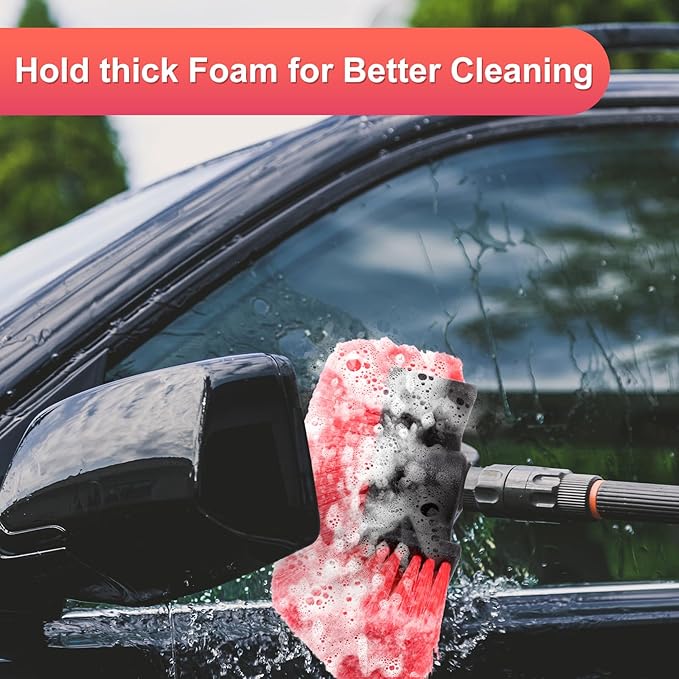 Vesici Car Wash Brush Head with Soft Detailing Bristle Flow Thru Car Cleaning Brush Exterior Car Wash Equipment for Auto Truck RV Boat Camper Washing, 10 Inch (Red,1 Pcs)