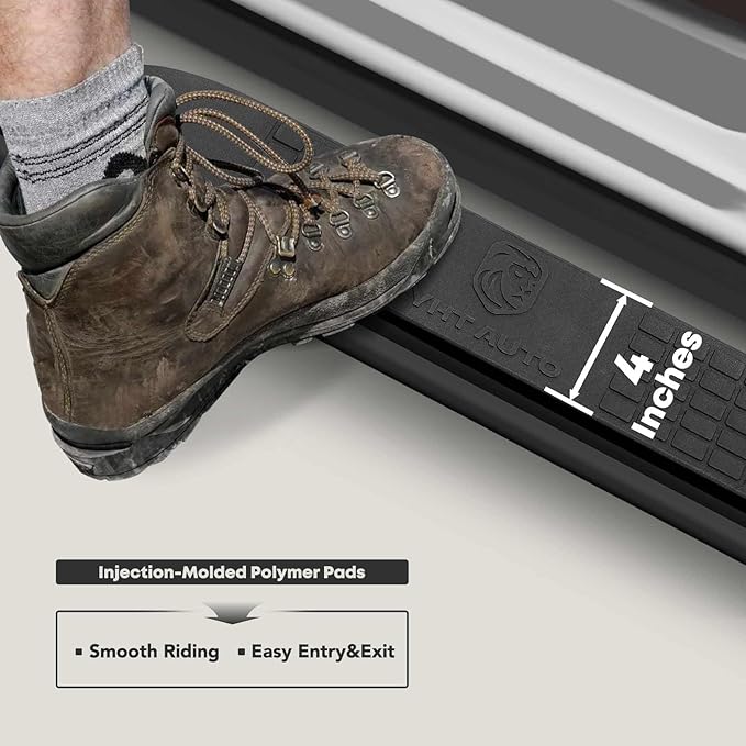 YHTAUTO 4 Inch Running Boards Fit Jeep Wrangler JK Series 2007-2018 4-Door SUV, Oval Straight Side Steps Carbon Steel Step Bars Off-Road Exterior Accessories