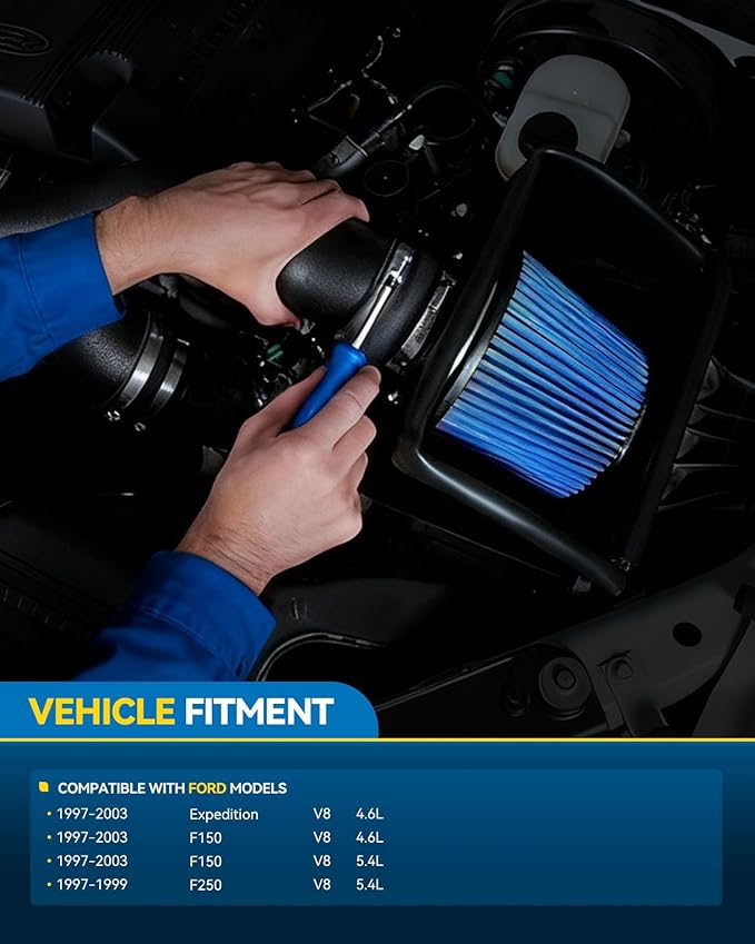 PHILTOP Cold Air Intake Kit for Ford F150 1997-2003, Expedition 1997-2003, Navigator 1998-1999, F250 1997-1999 (Blue)