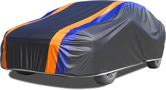 DINGHAO Car Cover Waterproof All Weather with Hot Stitching for Automobiles,6 Layers Outdoor Full Exterior Cover Sun UV Rain Snow Wind Protection Fit for 185"(185 * 73 * 59 inch) Sedan