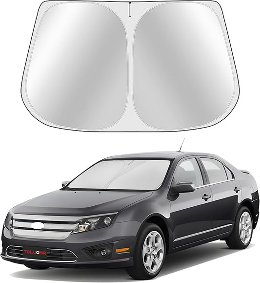 Custom Fit Windshield Sun Shade for Ford Fusion 2006-2012 - Full Coverage, 210T Reflective Fabric, Double-Layer Design - Blocks 99% UV Rays, Keeps Car Cool, Easy to Install and Store