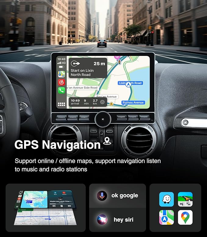 Car Stereo Radio Replacement Upgrade for Jeep Wrangler JK 2007-2018 Dodge Ram 1500 2500 2009-2012 Compass Grand Cherokee Wireless CarPlay Android Auto GPS Navigation Touchscreen Head Unit (4G+64G)