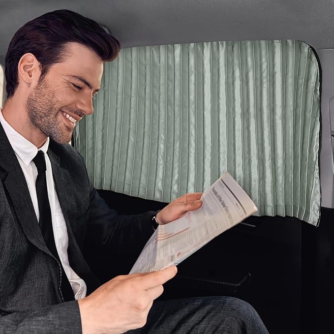 ZATOOTO Car Side Window Sun Shade - 2 Pcs Grey Magnetic Privacy Sunshades - Curtain Keeps Cooler Screen for Baby Sleeping