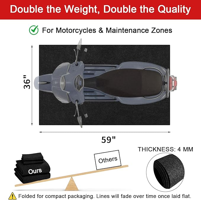 Golener Oil Spill Mat - Garage Floor Mat, Absorbent Oil Pad, Premium Maintenance Mat, Waterproof, Contain Liquid, Protect Garage Surface from Spill & Stain, Reusable, Washable, Durable, Black, 36”x59”