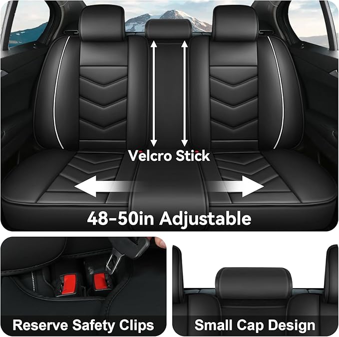 Car Seat Covers Fit for Subaru Crosstrek 2016-2024 Seasonal Safeguarding Skin Friendly Leather Fabric Seat Cover Sets of Premium Nappa Leather High Rebound Sponge Set Protectors, Full Set, Black White