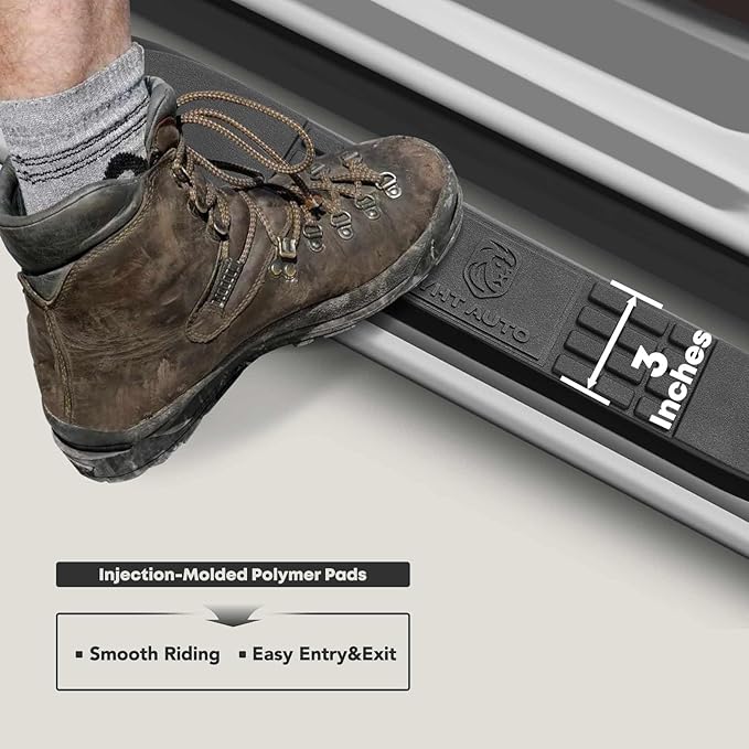 YHTAUTO 3 Inch Running Boards Side Steps Compatible with Chevy Silverado & GMC Sierra 1500/2500 HD/3500 HD, Standard/Regular Cab, Round Stainless Steel Polished Chrome Truck Cab Side Step Rails