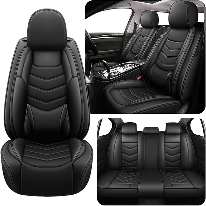 Car Seat Covers Fit for Subaru Crosstrek 2016-2024 Seasonal Safeguarding Skin Friendly Leather Fabric Seat Cover Sets of Premium Nappa Leather High Rebound Sponge Set Protectors, Full Set, Black
