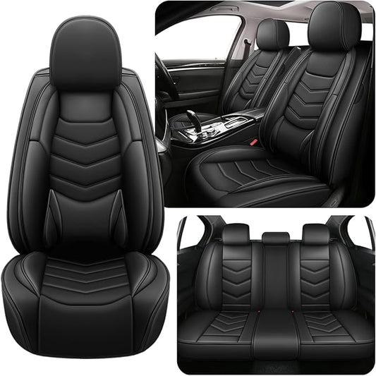Car Seat Covers Fit for Subaru Crosstrek 2016-2024 Seasonal Safeguarding Skin Friendly Leather Fabric Seat Cover Sets of Premium Nappa Leather High Rebound Sponge Set Protectors, Full Set, Black