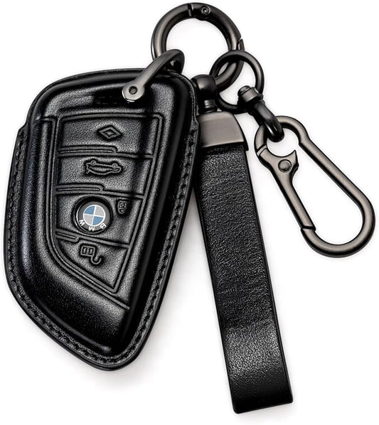 BMW Key Fob Cover Leather Case Lanyard Keychain Holder Key Fob Protector 230i 330i 430i 440i 530e 530i 540i 740i 745e 750i M2 M235i M240i M3 M340i M4 X1 X2 X3 X4 X5 X6 X7 accessories