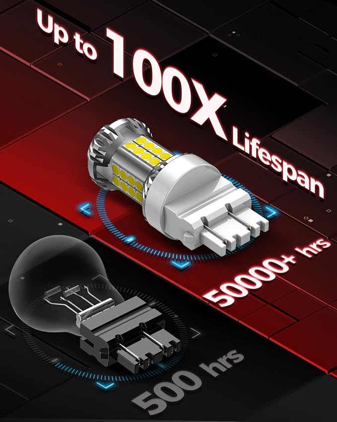 Torchbeam 3157 3156 LED Bulb Reverse Lights 6000K White, 600% Brighter 3056 3057 4057 4157 LED Light for TailLight, Backup light, DRL, Brake Parking Signal Light, Non-polarity, 38-SMD Upgrade, 2pcs