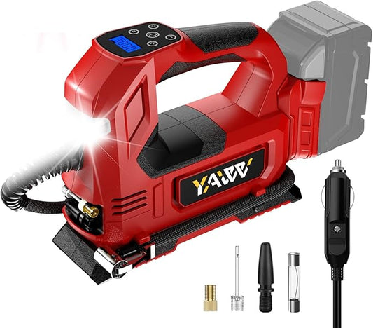 Cordless Tire Inflator Air Compressor for Milwaukee M18 Battery, 160PSI Portable LED Light Handheld Air Pump with Digital Pressure Gauge for Cars Motorcycles Bikes Sport Balls(Battery Not Included)