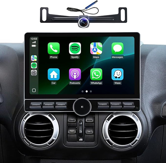 Car Stereo Radio Replacement Upgrade for Jeep Wrangler JK 2007-2018 Dodge Ram 1500 2500 2009-2012 Compass Grand Cherokee Wireless CarPlay Android Auto GPS Navigation Touchscreen Head Unit (6G+128G)