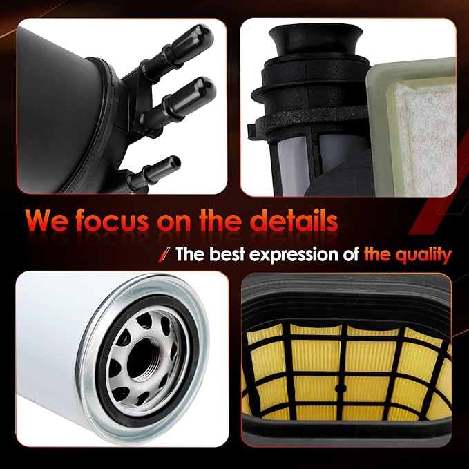 6.7L Powerstroke Diesel Filter Kit, Air Filter, Fuel Filter Element & Oil Filter, Compatible with 2017-2019 Ford F-250, F-350, F-450, F-550 Super Duty V8, Replaces# FA1927, FD-4624, FD-4625, FL2124S