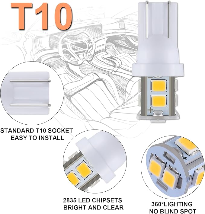 24 Pieces Dome Light LED Car Interior Bulb Kit Set 194 T10 DE3175 578 31mm 42mm Bulbs Interior Replacement Lights for Car Map License Plate Door Side Marker Cornering Trunk Light - Warm White