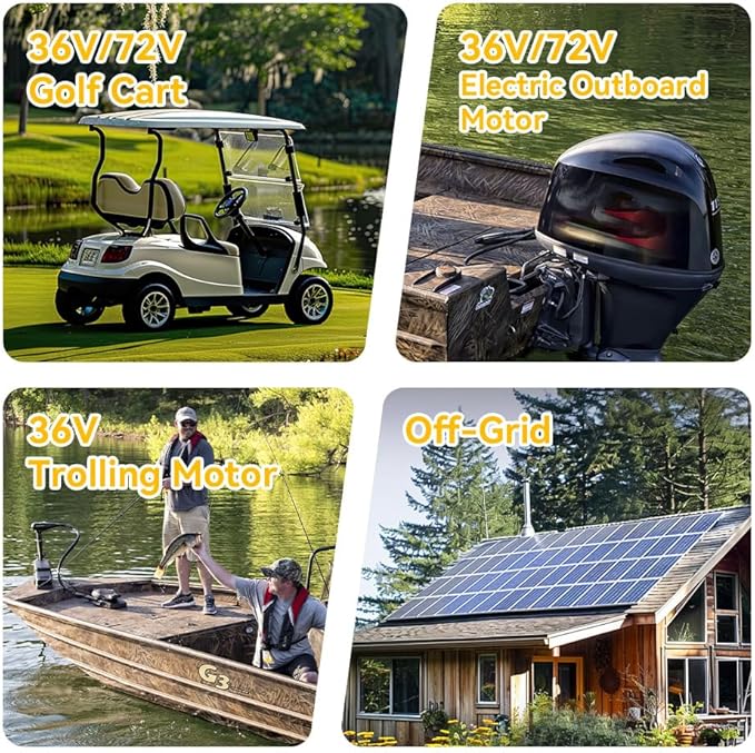 Power Queen LiFePO4 Battery 36V 100Ah, Bluetooth Lithium Battery 15000+ Cycles, Group 8D,Low Temp Protection for 36V-72V Electric Outboard Motors, Marine, Golf Cart E-Z-GO TXT, Off-Grid, Home Energy