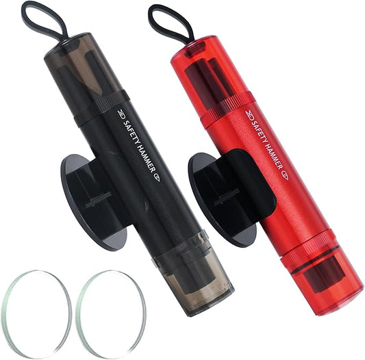 Safe Hammer Car Window Breaker Seatbelt Cutter Under Water or Fire,2 IN1 Window Breaker Tool Auto Glass Breaker Emergency Escape Tool Kit,Car Accessories All Vehicles(2 PCS Black & Red)