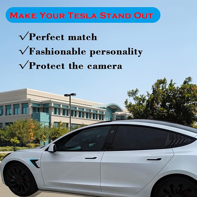 YHCDSEA for 2024 2025 Tesla Model 3 HW4.0 Side Camera Indicator Protection Cover Decoration Accessories fit for Tesla Model 3 with HW4.0 (Matt Carbon Fiber Pattern)