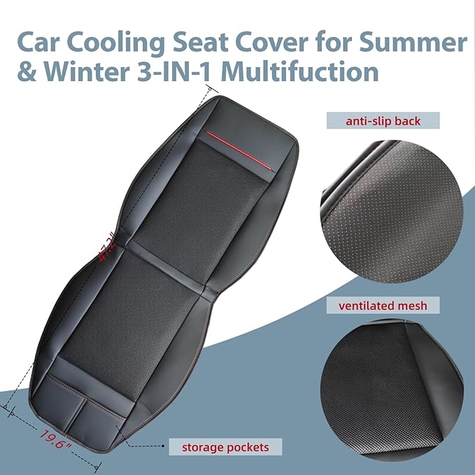 2025 Upgraded Cooling Car Seat Cover with Massage, 12V Cooling Seat Cushion for Summer, 16 Fans 3-in-1 Winter and Ac Ventilated Seat Covers for Truck SUV Car Universal Fit