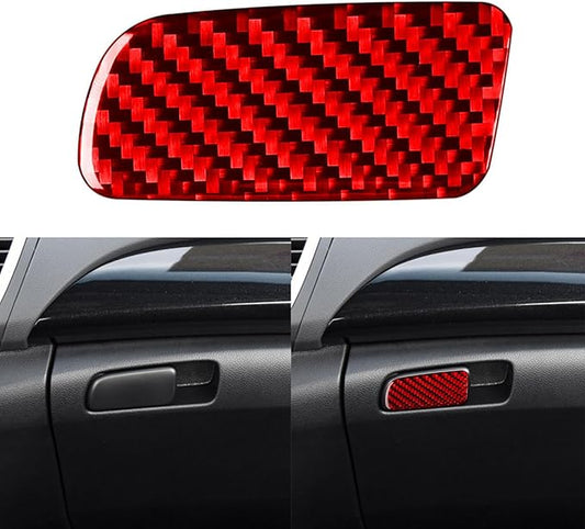NVCNX Real Premium Carbon Fiber Compatible with Honda 9th Gen Accord 2013 2014 2015 2016 2017 Accessories Car Dash Co-Pilot Storage Box Handle Cover Interior Trim Red - A