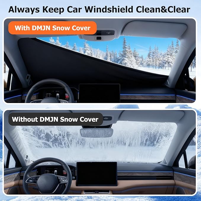 [2025 Upgraded Windshield Cover for Ice and Snow [Full Coverage Winter Protection]-Heavy Duty Car Snow Cover, Against Snow, Ice, Frost and Water, Suitable for Cars, SUVs, and Trucks-Large