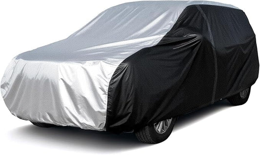 SUV Cover, Carbon Fiber Luxury All Weather Protection SUV Car Covers for Automobiles, Full Exterior Cover with Zipper, Outdoor Car Cover Sun UV Rain Snow Wind Protection, S.U.V S3 207"-230"