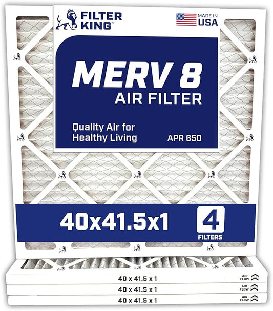 Filter King 40x41.5x1 Air Filter | 4-PACK | MERV 8 HVAC Pleated A/C Furnace Filters | MADE IN USA | Actual Size: 40 x 41.5 x .75"