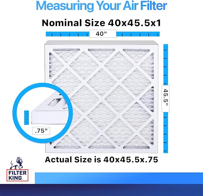 Filter King 40x45.5x1 Air Filter | 4-PACK | MERV 8 HVAC Pleated A/C Furnace Filters | MADE IN USA | Actual Size: 40 x 45.5 x .75"