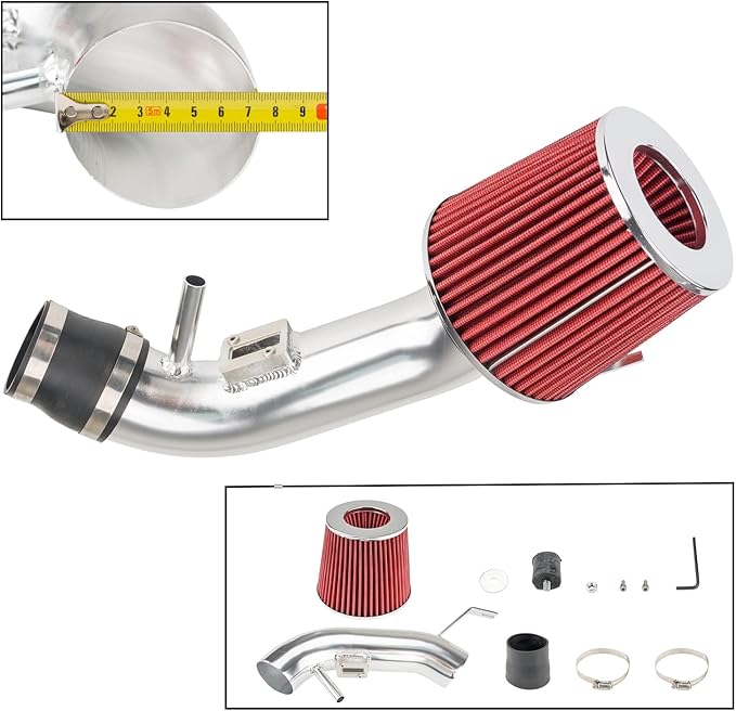 PHILTOP Cold Air Intake System Aluminum Polished High Flow Replacement for Nis-san Altima 2007 S 2.5L L4 Gas DRSS-5090, High Performance Filters
