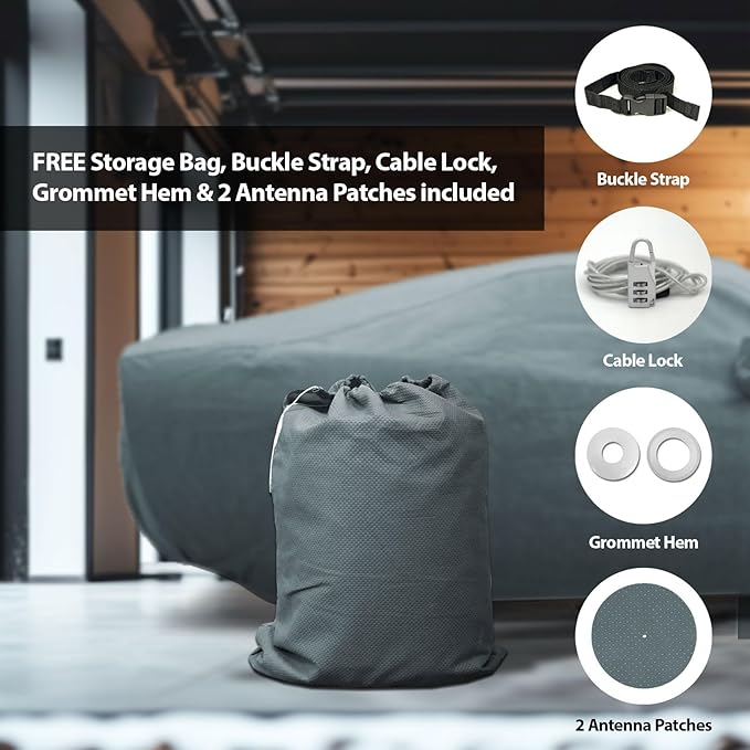 5 Layer Custom Fit Car Cover for 2024-2026 Ford Mustang Durable Dustproof Windproof with Mirror Pockets Pollution, Dust, Sun, Snow, Rain, Winter All Weather Protection, Breathable