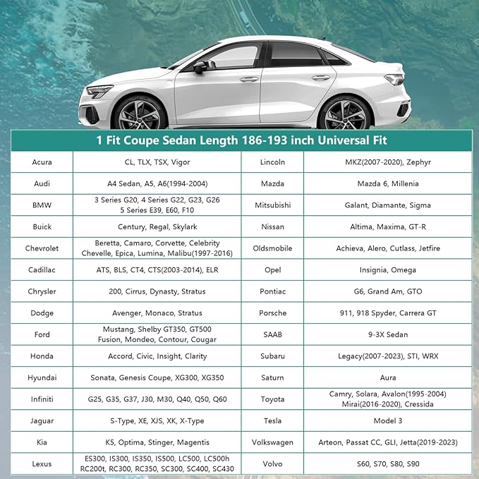 16 Layers Car Cover Waterproof All Weather, Heavy Duty Full Exterior Cover Universal Fit Coupe Ford Mustang/Shelby, Chevrolet Camaro/Corvette, Kia Optima, Audi A4/A5, BMW 5 Series 525i etc.