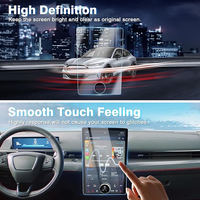 [Upgrade] Karltys 2 Pack Screen Protector[No Glare & Fingerprint] for 2021-2025 Mustang Mach-E/2022-2025 Ford F-150 Lightning and 2022-2024 Ford Expedition 15.5-Inch Touchscreen, Navigation Display Tempered Glass Anti Glare