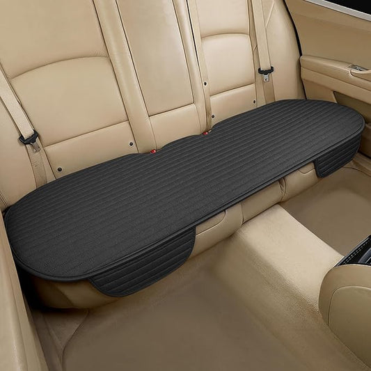 SanQing Linen Back Seat Cover, Rear Seat Cover for Car Truck SUV,Anti-Slip Rear Bench Seat Protector with Storage Pockets,Breathable Universal Seat Cushion Pad for Most Vehicles (1PC Rear/Black)