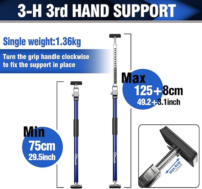 3-H Cabinet Jacks for Installing Cabinets 2 Pack, Heavy-Duty Third Hand Tool Adjustable Support Pole,Extends 29.5-52 Inch, 165 lbs Capacity | Thickened All-Steel with Dual Safety Lock,Dark Blue