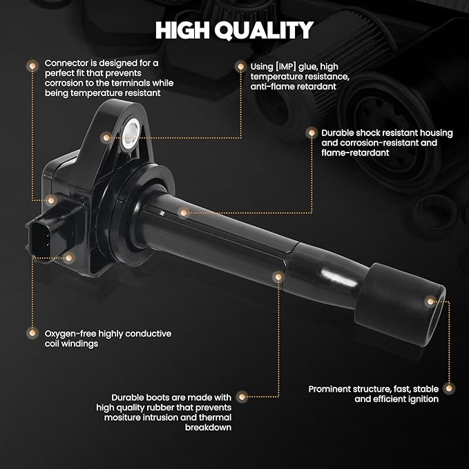 6PCS UF603 Ignition Coil packs Compatible with Acura RDX RL TL TSX ZDX Honda Accord Crosstour Odyssey Pilot Ridgeline Replaces 30520R70S01 3.5L 3.7L V6