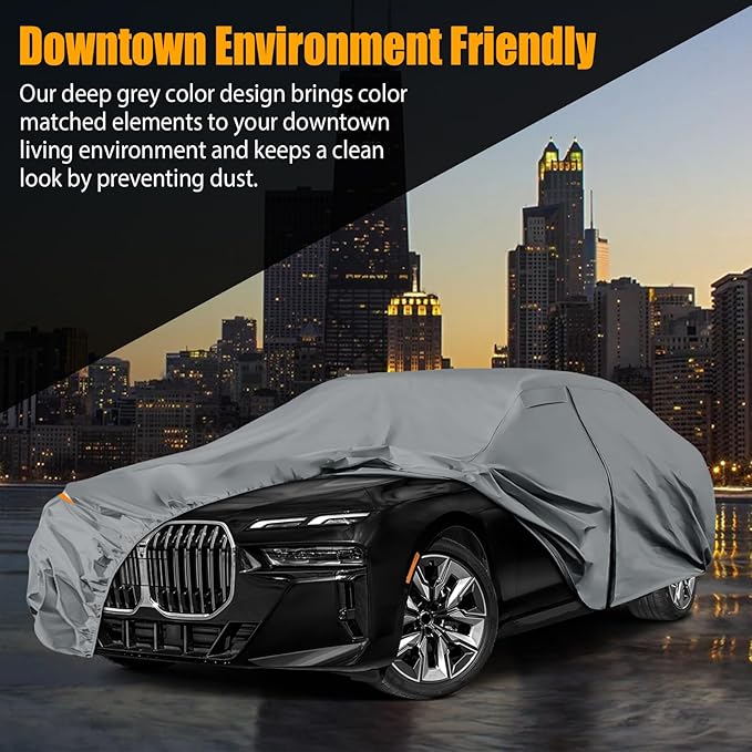 Waterproof Premium Car Covers Replace for 2008-2025 BMW 7 Series, 10 Layers Heavy Duty with Cotton Liner All Weather Car Cover with Zipper Door, Windproof Bands for Snow Rain Dust Protection
