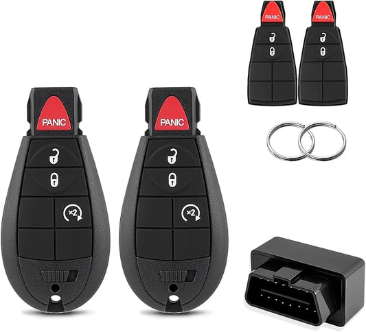 GQ4-53T DIY Key Fob Replacement with OBD Tool for Dodge Ram 1500 2013 2014 2015 2016 2017 Ram 3500 Truck Keyless Entry Remote with Interchangeable 3 and 4 Button Key Pads