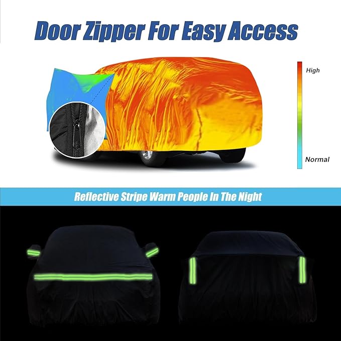 Waterproof Car Covers for 2007-2023 Chevrolet Tahoe/Cadillac Escalade/GMC Yukon(Black) 210T Custom 6 Layers Heavy Duty Waterproof All Weather Protection Outdoor