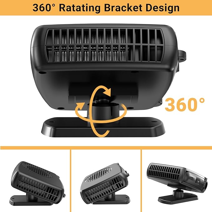 Car Heater - 12V 200W Portable Auto Heaters Defroster Windshield Defogger Automobile Windscreen Heater for Cars with Fast Heating & Cooling Window Defrosters with Ergonomic Handheld Design