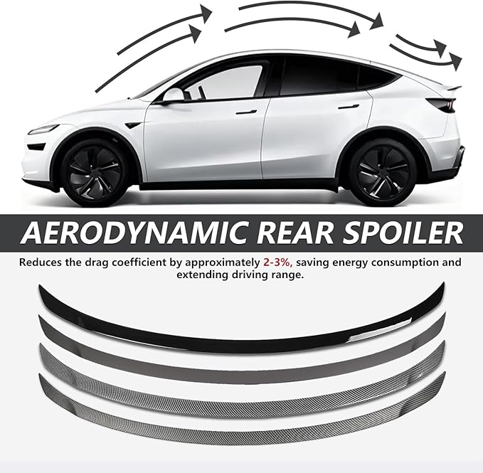 ABS Spoiler for 2025 2026 Tesla Model Y Juniper Rear Spoiler Rear Trunk Spoiler Sport & Performance Type Rear Spoiler Wings Tesla Model Y Juniper Accessories (Matte Carbon Fiber)