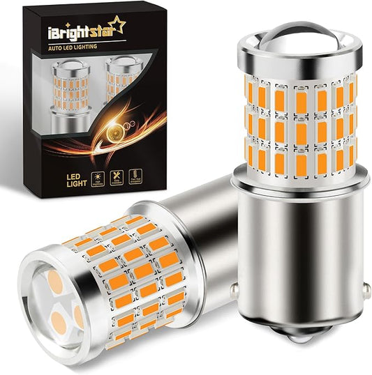 iBrightstar 1156 LED Bulb Amber, BA15S 1141 LED Turn Signal Bulbs Super Bright for Vehicle Blinker Lights and Turn Signal Lights, 2 Pack