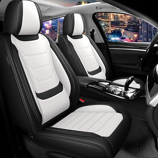 Car Seat Covers for Chevrolet Tahoe 2000-2025, Family Seat Covers, Nappa Leather, Airbag Safe, Waterproof, Anti-Slip & Wear-Resistant, Automobile Seat Covers Sets.(Standard 2 Seats/Black White)