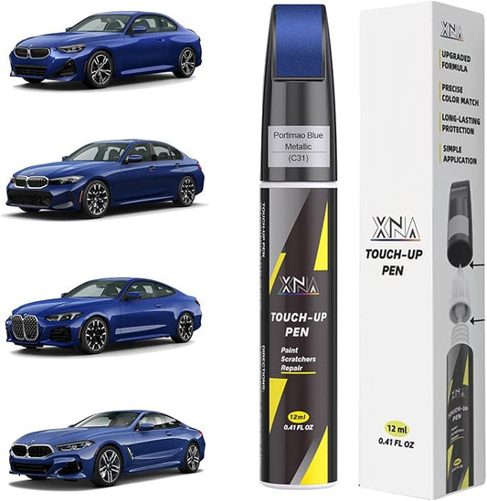 XNA Portimao Blue Metallic(C31) for BMW Touch Up Paint, Car Scratch Remover for Nicks and Chips Repair, 2-In-1 Quick & Easy Fix Car Scratch Repair Kit with Exact Color-Matched