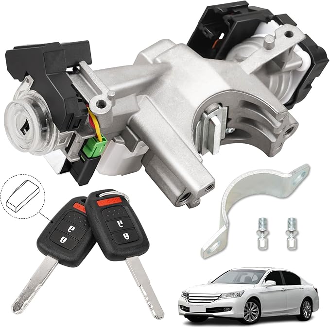 RAMATA Ignition Lock Cylinder Switch Compatible with 2013 2014 2015 2016 2017 Honda Accord 2.0L 2.4L 3.5L, Replace # 39730-T2A-A0, (with 2 Blank Chipped Remote Keys)