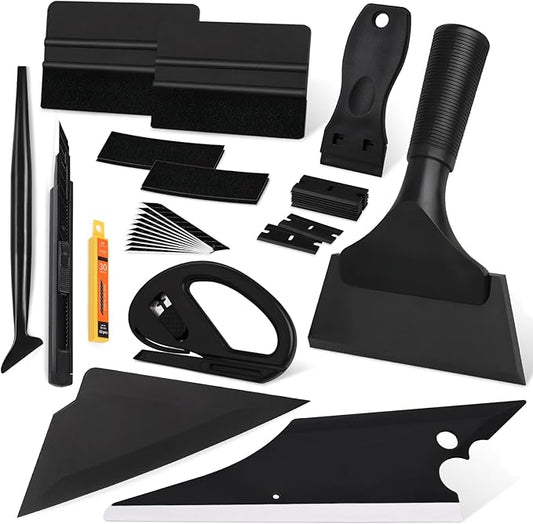 WRAPXPERT Window Tint Kit 15 PCS Vinyl Wrap Tools Kit Vehicle Glass Protective Film Installing Tool Included Squeegee Tool Kit, Plastic Scraper, Safety Film Cutter, Utility Knife with Blades