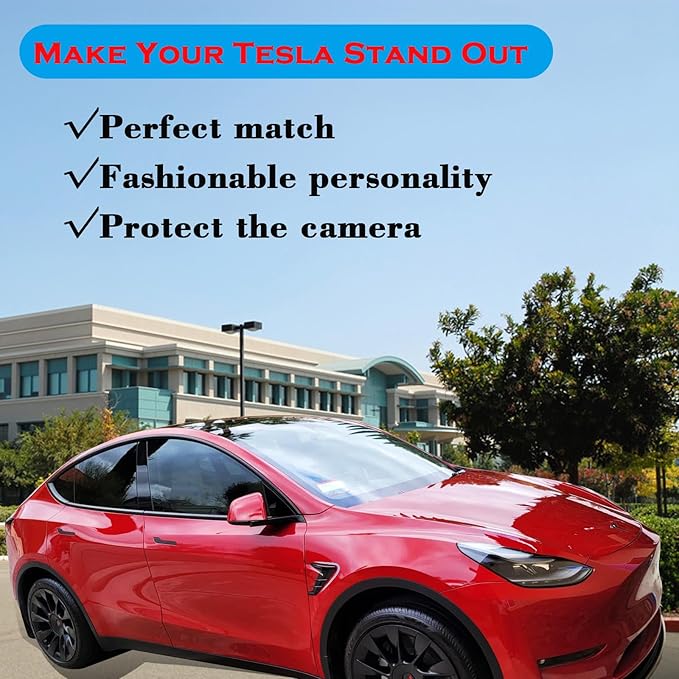 YHCDSEA for 2024 2025 Tesla Model Y HW4.0 Side Camera Indicator Protection Cover Decoration Accessories fit for Tesla Model Y with HW4.0 (Glossy Carbon Fiber Pattern)