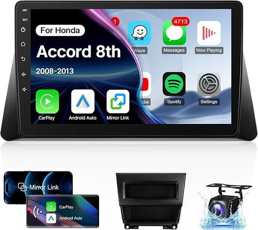 Leadfan Car Play for Honda Accord 8th 2008-2013 Car Radio with Wireless Carplay Android Auto 10.1inch Touch Screen Stereo for Honda Accord 8th Gen Bluetooth FM GPS FM/SWC Backup Camera, 2G 32G